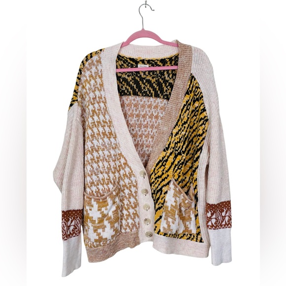 Pilcro by Anthropologie Mash-Up Tiger Cardigan Sweater Size XLarge - Picture 12 of 14